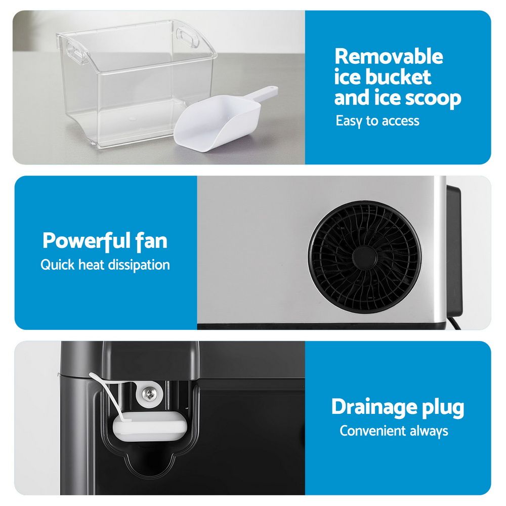 Devanti Ice Machine 20kg Nugget Ice Maker with Self-Cleaning Feature